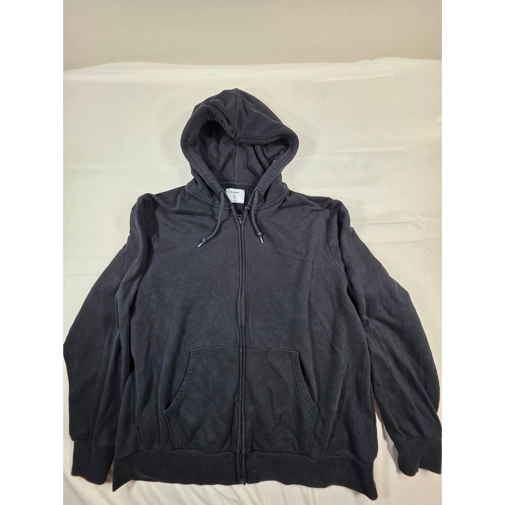 Old Navy Mens XXL Black Full Zip Hoodie Fleece Sweatshirt Long Sleeve Solid